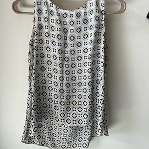 White House Black Market Womens XXS White Black Yellow Silk Top Sleeveless Tank